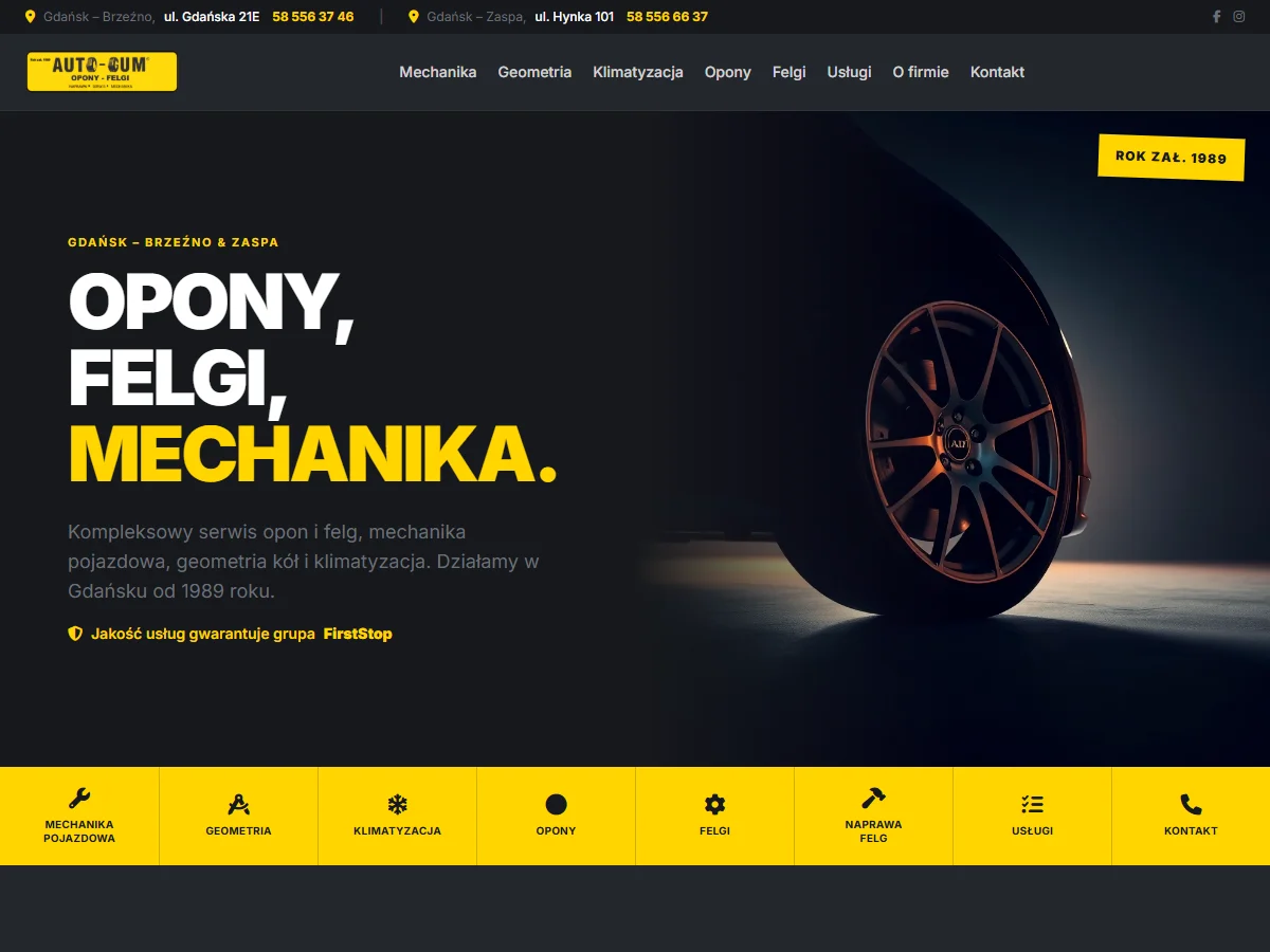 Wariant 2 strony głównej dla Auto-Gum